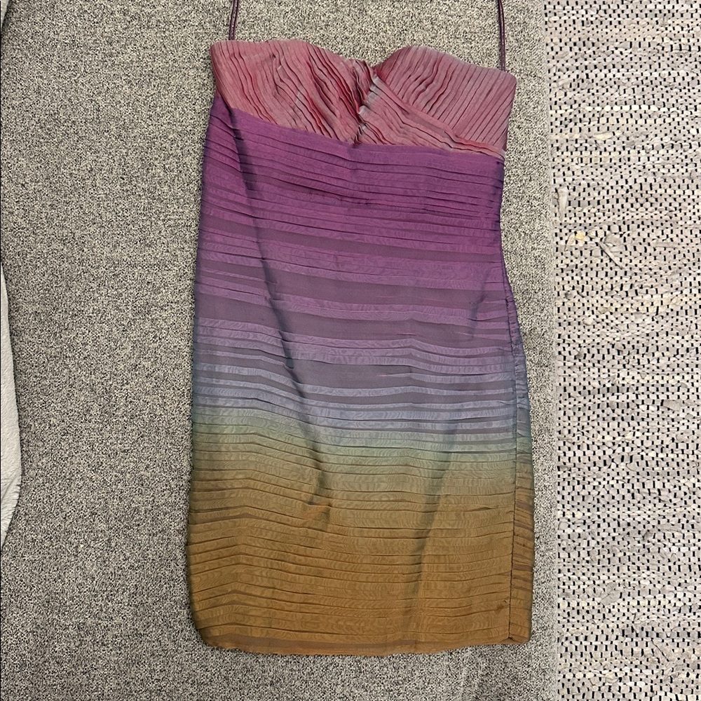 Alice + Olivia ombré silk bustier mini dress